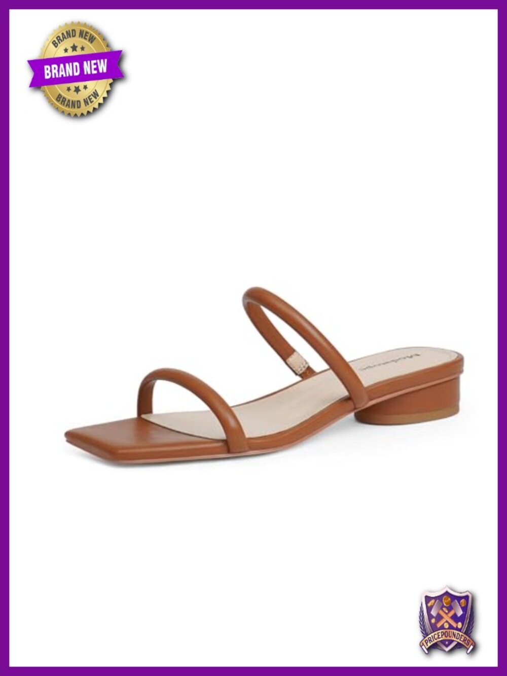Two Strap Chunky Low Block Heel Sandals Open Toe Slip On Dressy
